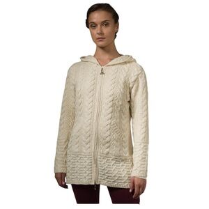 Aran Crafts Merino Wool zip coatigan sweater